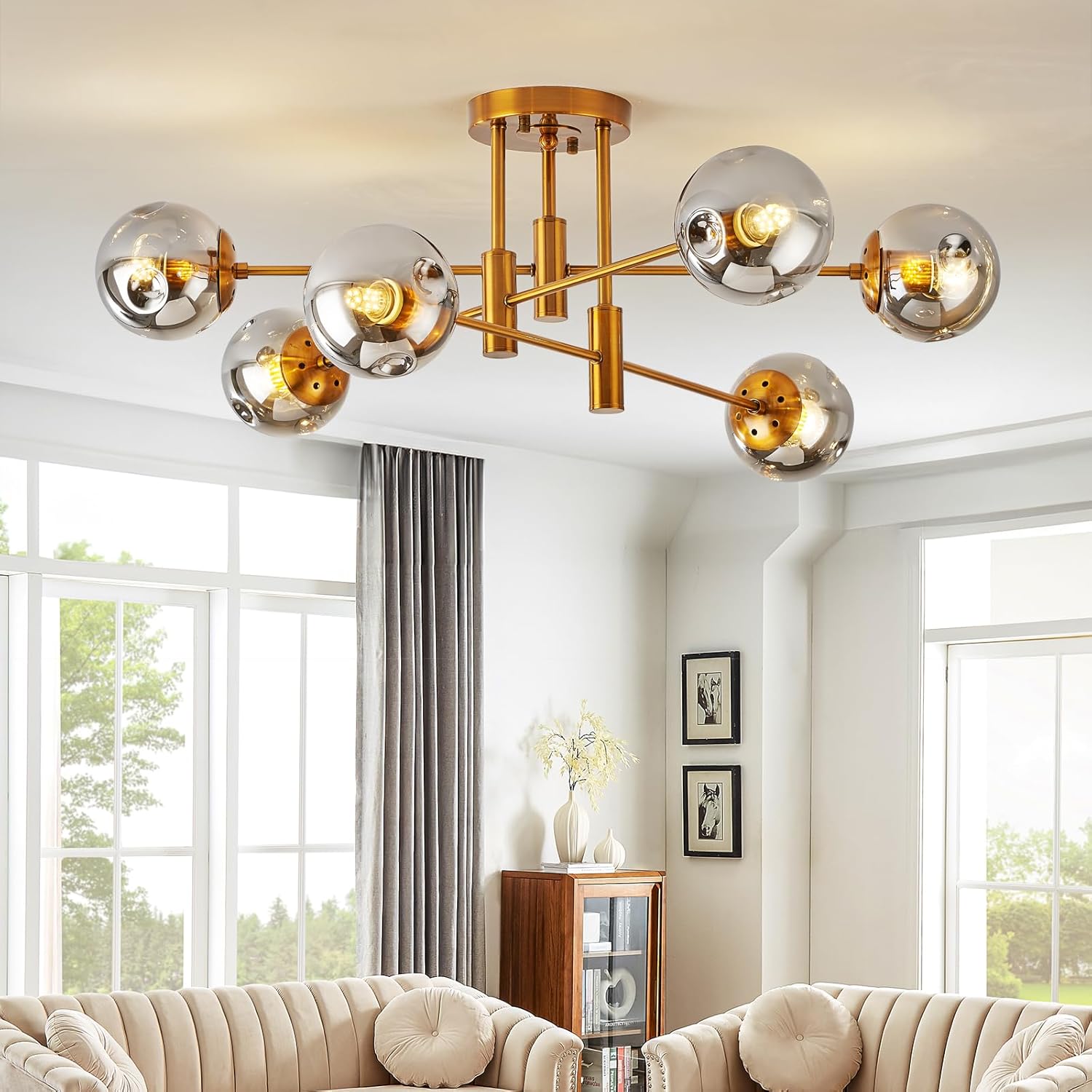 Mid Century Modern Sputnik Chandelier,16-Light Dining Room Light Fixture | Globe Milk Glass Dining Room Chandeliers over Table,Gold Brass Linear Sputnik Ceiling Light,Pendant Lighting Kitchen Island Mid Century Modern Sputnik Chandelier,16-Light Dining Room Light Fixture | Globe Milk Glass Dining Room Chandeliers over Table,Gold Brass Linear Sputnik Ceiling Light,Pendant Lighting Kitchen Island