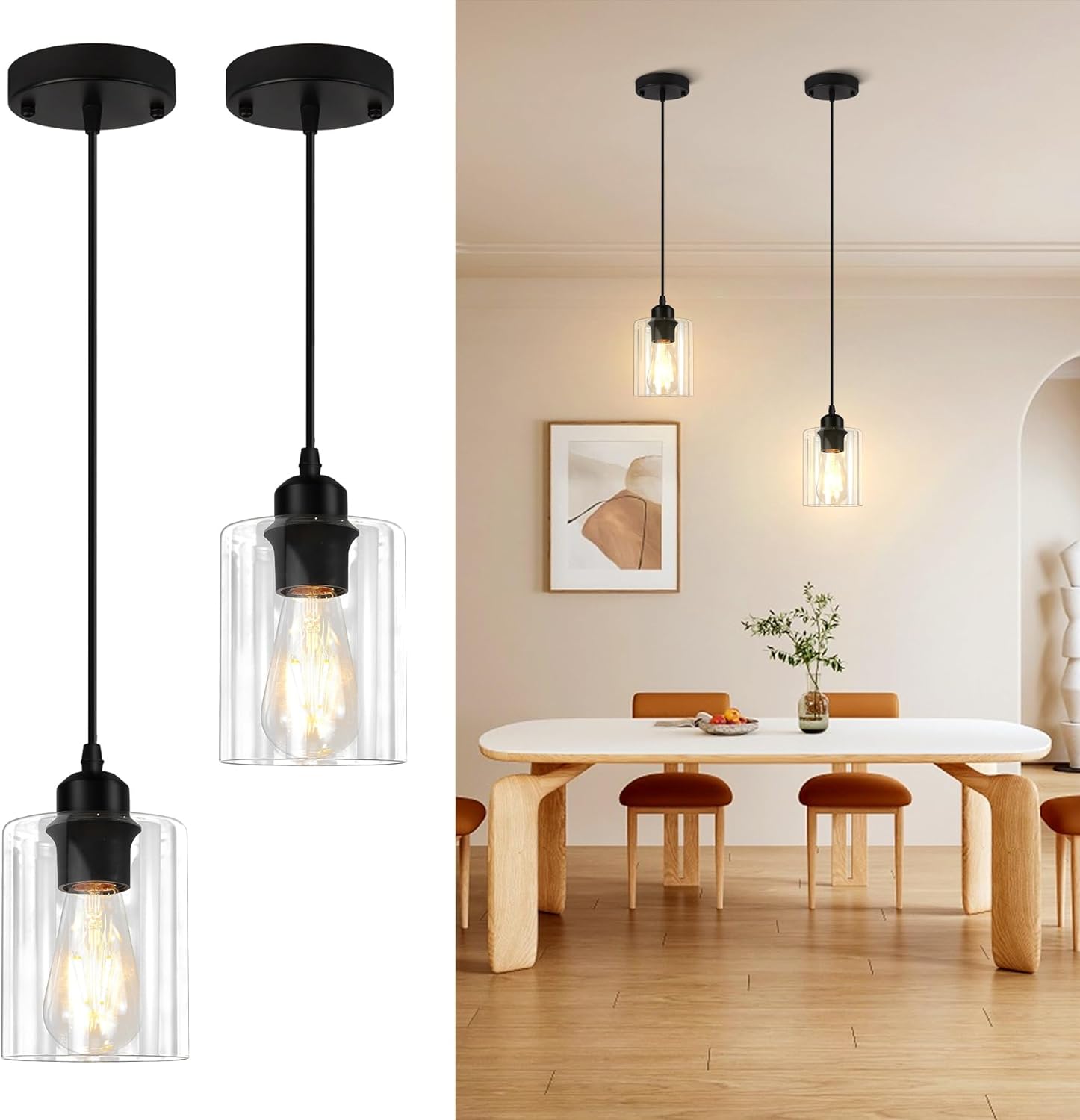 thumbnail image 2 of CANMEIJIA 3-Light Farmhouse Pendant Lighting - Black Metal Cage Island Lights For Kitchen & Dining 2 of 14