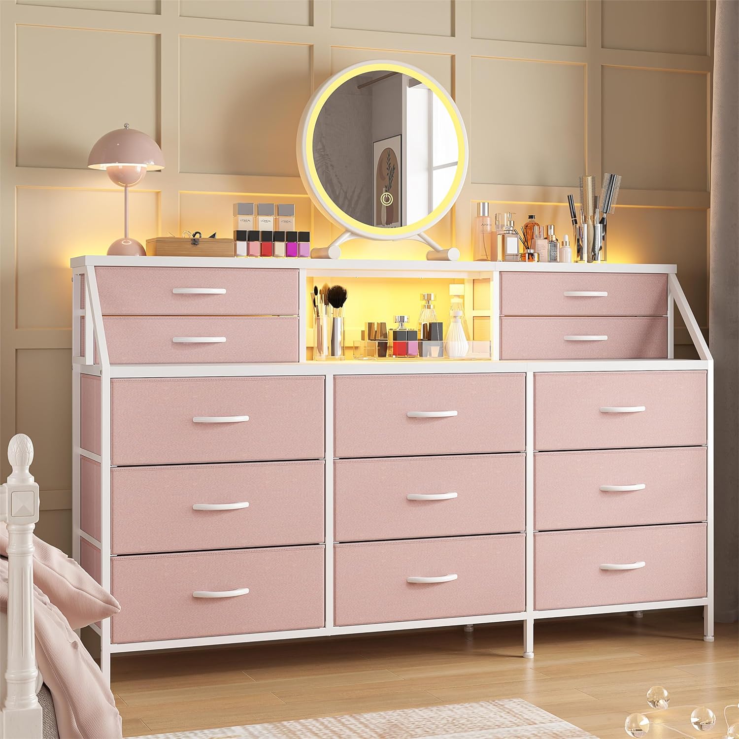 EnHomee 55W Dresser for Bedroom, Dresser with 13 Large Drawer, Dresse Grand Goldman EnHomee 55W Dresser for Bedroom, Dresser with 13 Large Drawer, Dresse Grand Goldman