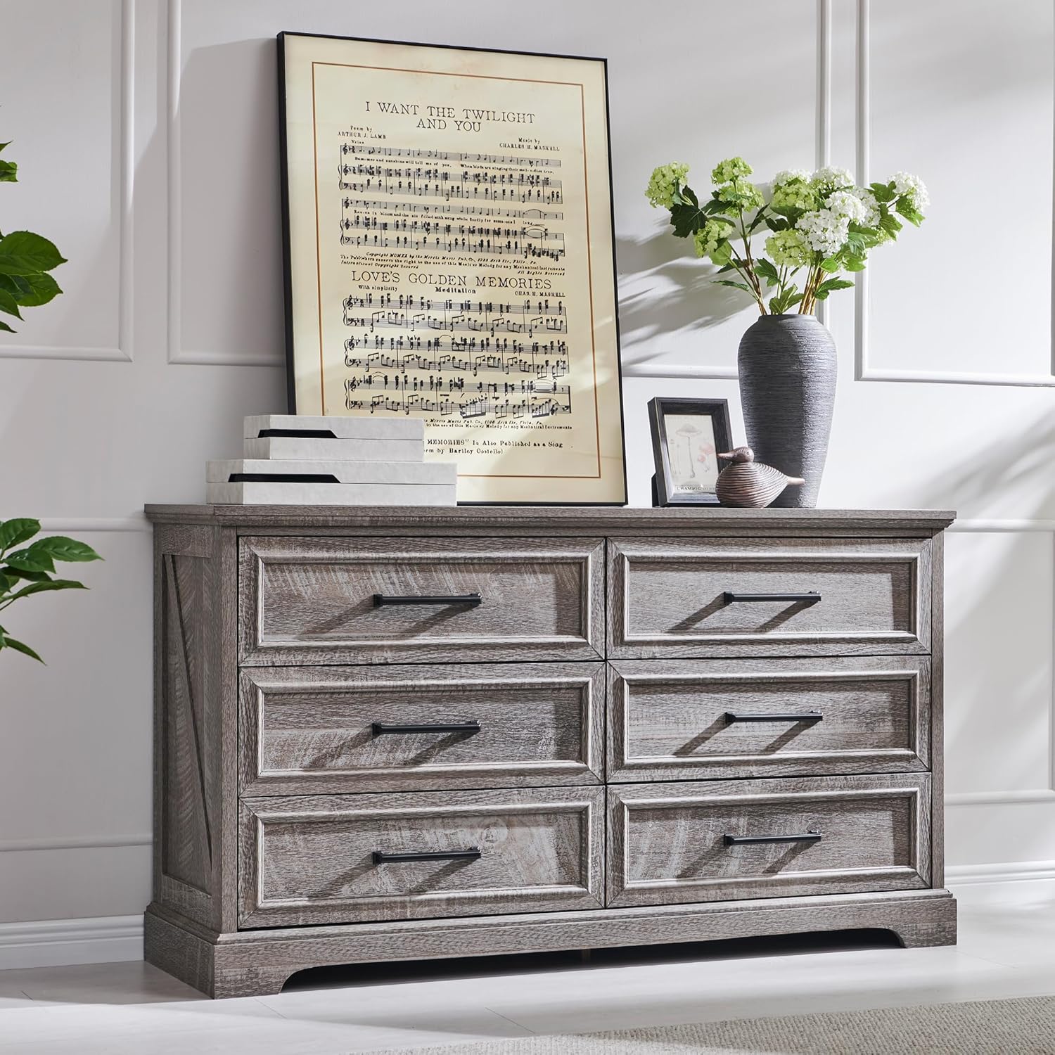 Farmhouse 9 Drawer Dresser for Bedroom, 36 Inch Tall Modern Dresser TV
