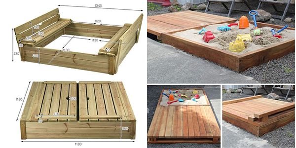 Make a sandbox with built-in seating made from pallets! - grandgoldman.com