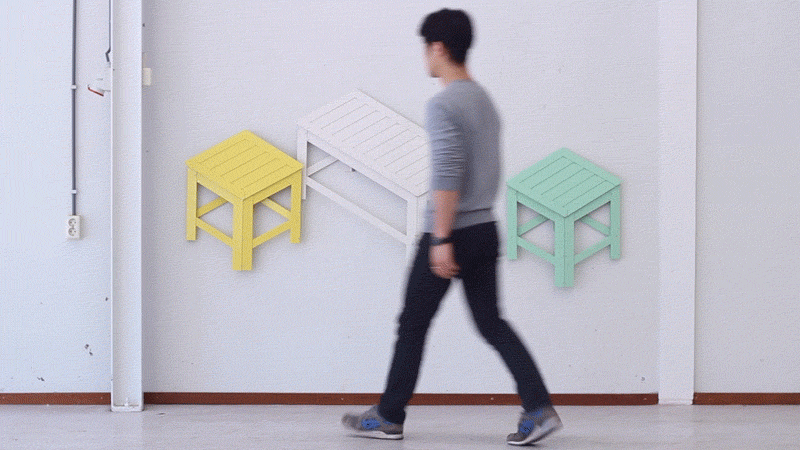 2D Furniture that Unfolds from the Wall to Become 3D - grandgoldman.com