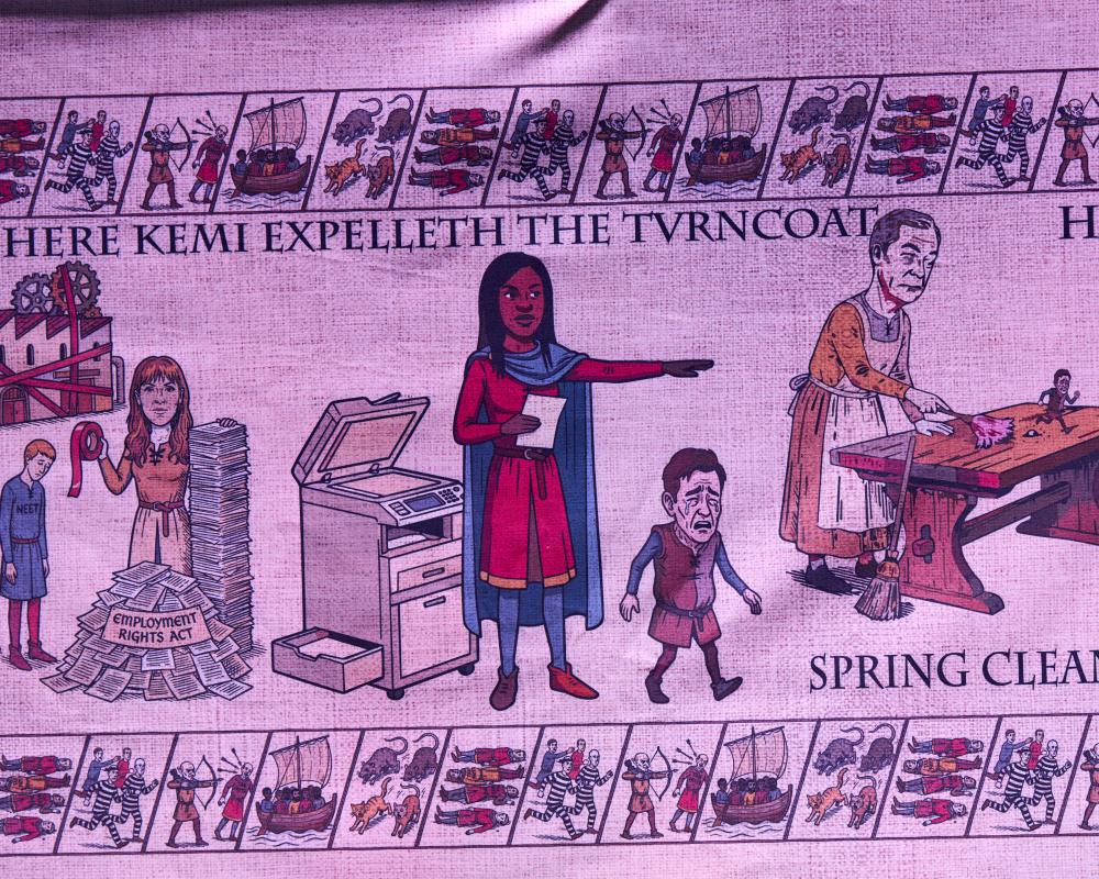 Tories Mock Turncoat Robert Jenrick with Satirical Tapestry