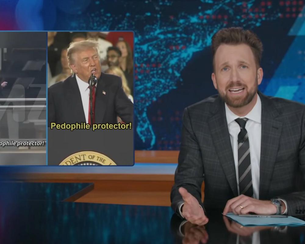 Jordan Klepper Mocks Trump Heckled as President Pedophile