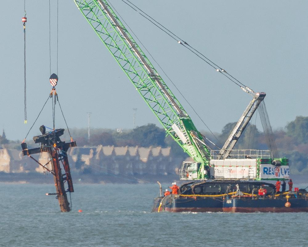 Masts Removed from Bomb-Laden SS Richard Montgomery Wreck