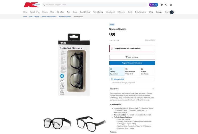 Kmart Smartglasses Privacy Probe: China App Under Investigation