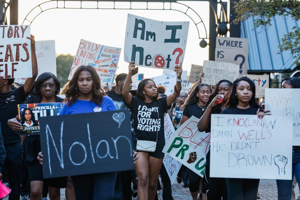 Black College Students March for Nolan Wells and Voting Rights