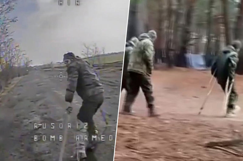 Ukrainian Drones Spot Russia's Wounded Soldiers on Crutches