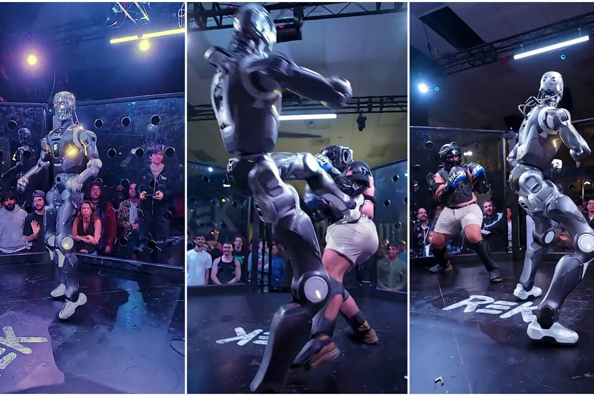 MMA Fight Between YouTuber and Robot Ends with a Massive Kick