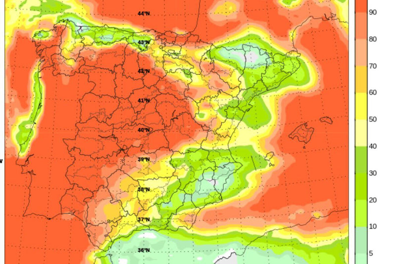 AEMET Eclipse Forecast: Cloud Cover Map for August 12