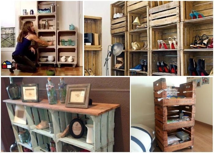 Build a shelf using fruit crates - grandgoldman.com