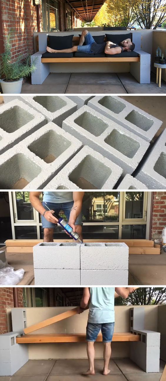 25 Incredible Ideas to Inspire You: Benches with Cement Blocks and Wood - grandgoldman.com