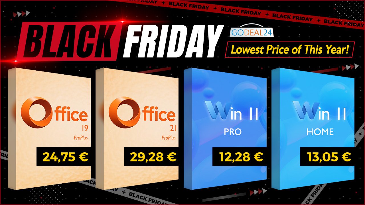 Office 2021 Pro for €29 & Windows 11 Pro for €12! Black Friday has arrived at Godeal24…