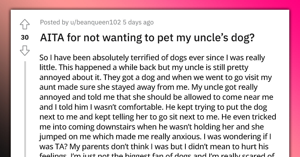 Redditor Who Is Terrified Of Dogs, Refuses To Pet The Uncle’s Dog, Asks If They Are The AH