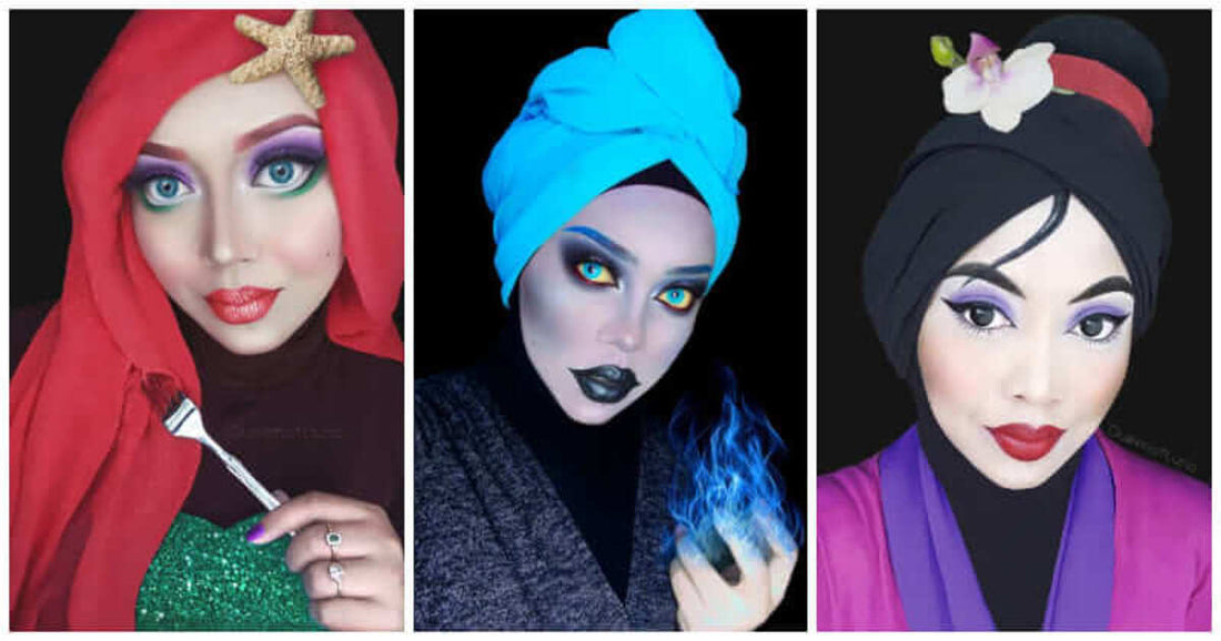 Artist Creatively Uses Hijab To Transform Herself into Disney Princesses