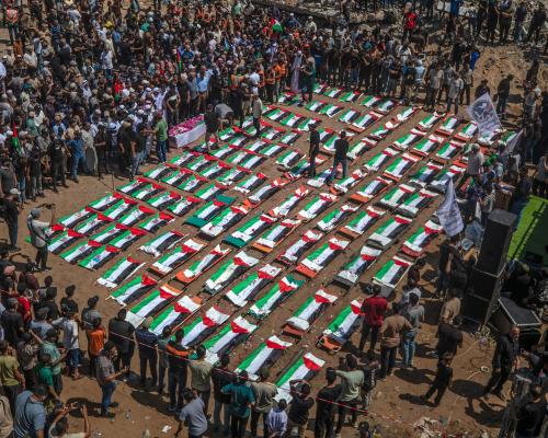 Gaza Mass Funeral for 112 Victims of 2023 Israeli Strike