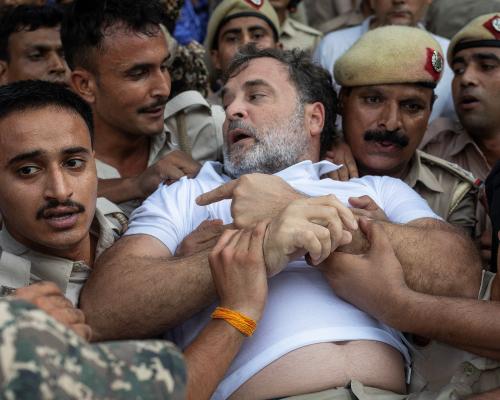 India Opposition Leader Rahul Gandhi Detained in Cockroach Protes