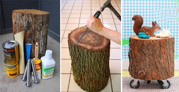 Build your own nightstand made from wooden logs! - grandgoldman.com