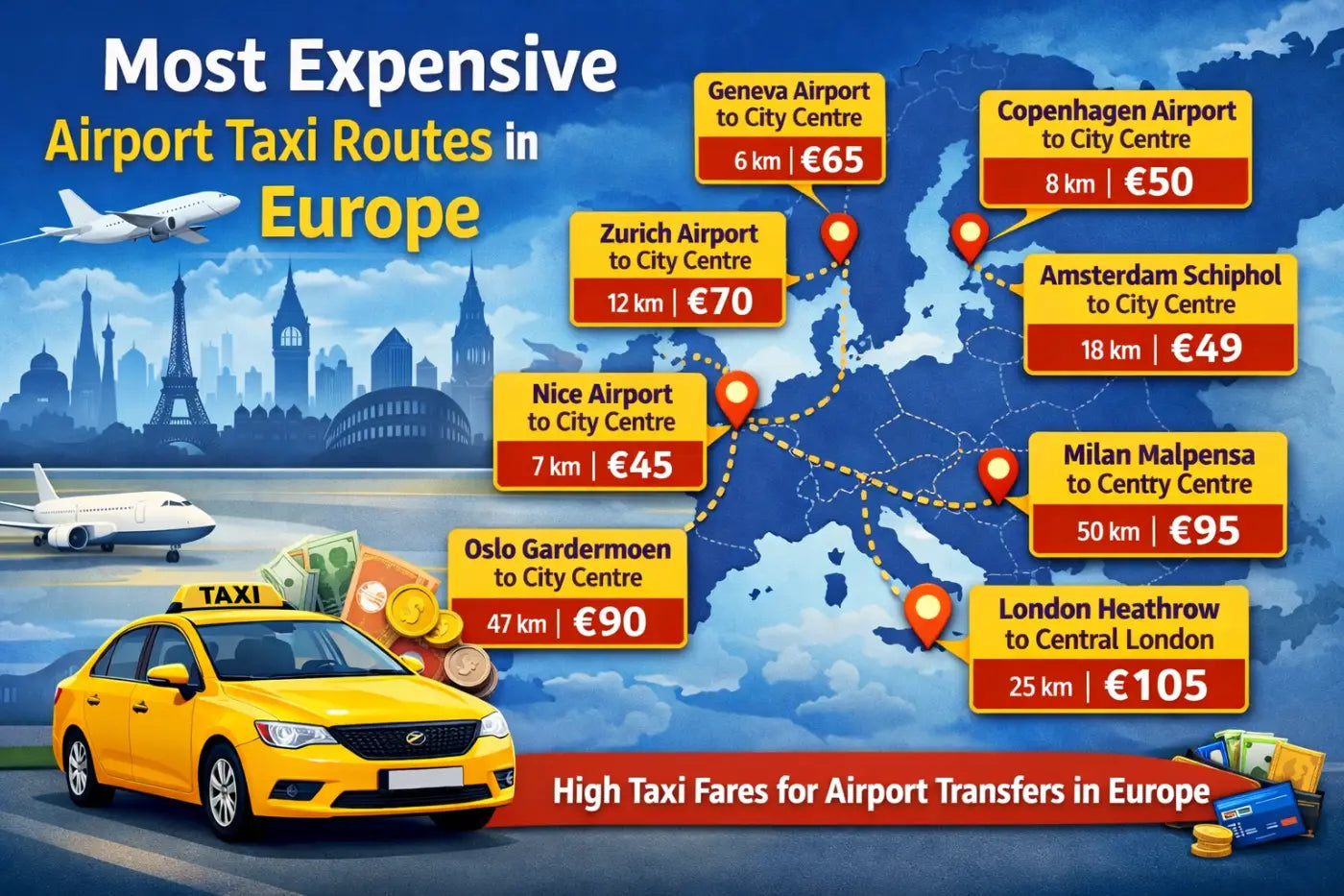 Analysis shows in which cities in Europe taxi driving is the most expensive