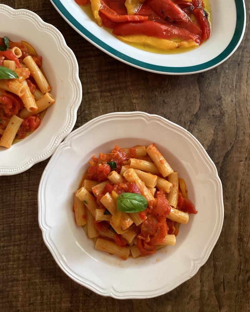 Pasta with Red Peppers and Anchovies or Goat's Cheese Recipe
