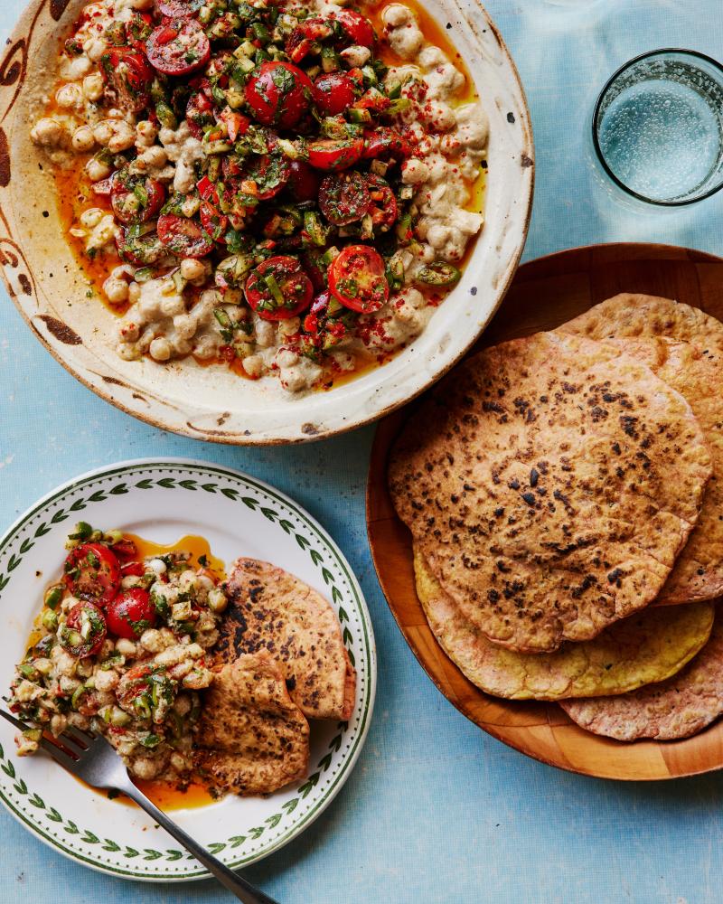 Sami Tamimi's Warm Chickpea Musabaha and Turmeric Flatbreads