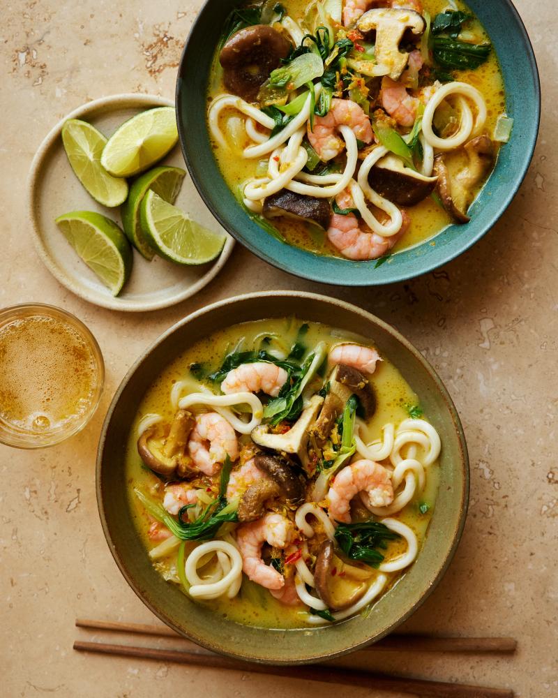 Thai-Style Cold Lemongrass Coconut Prawn Noodles Recipe