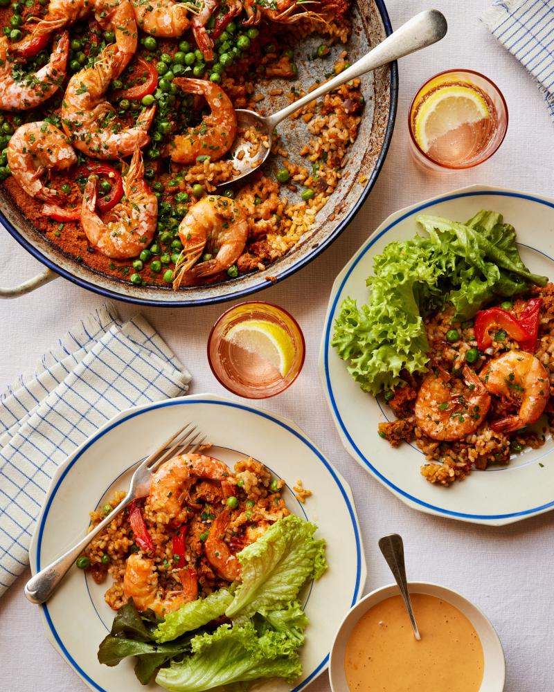 Spanish Summer Recipes: Grilled Prawns, Red Rice, and Baked