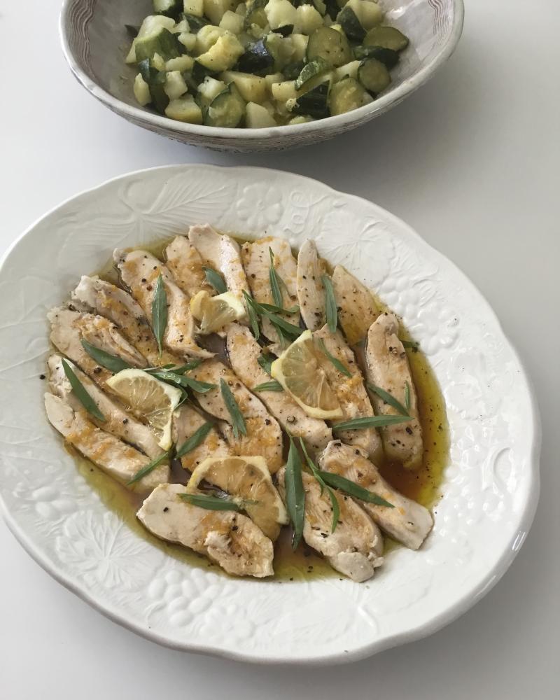 Chicken with Sweet and Sour Lemon Tarragon Sauce Recipe