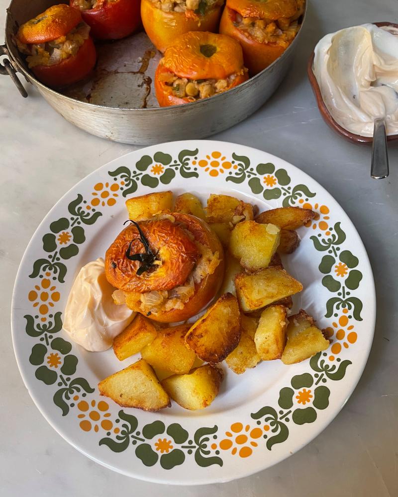 Rachel Roddy's Stuffed Tomatoes with Breadcrumbs and Chickpeas