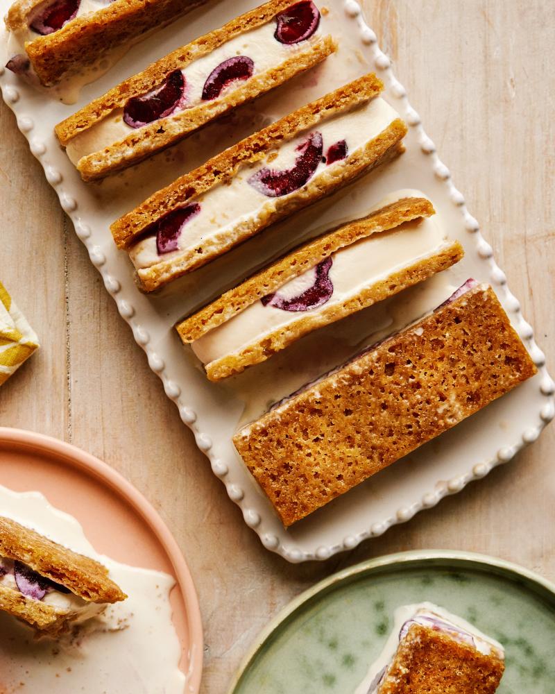 Rosemary and Cherry Blondie Ice-Cream Sandwiches Recipe
