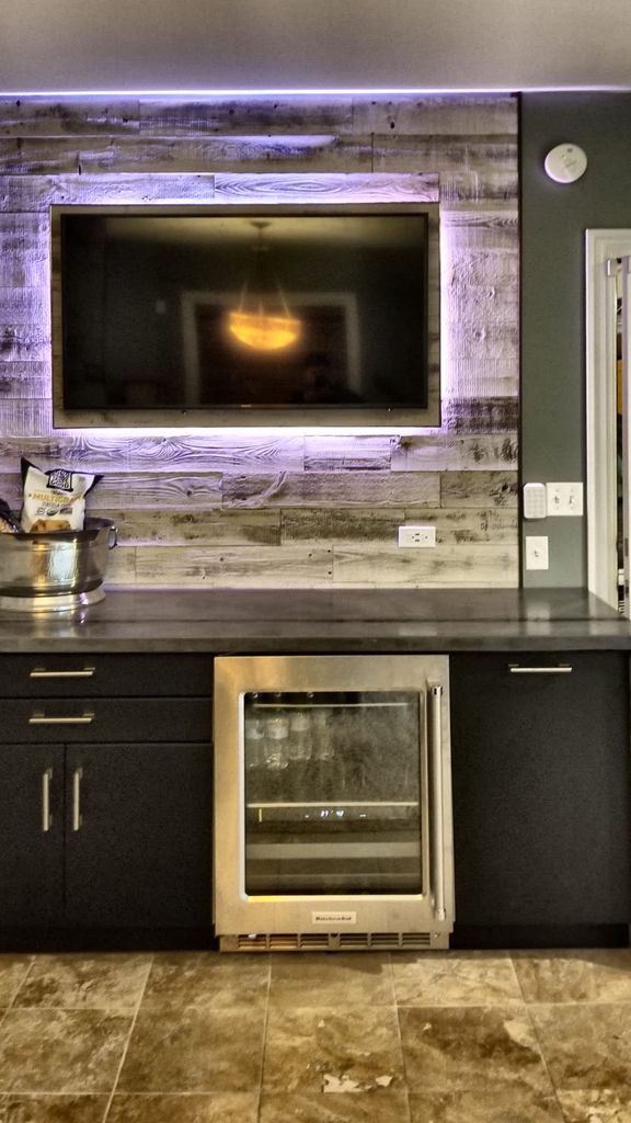 Waterfall Concrete Countertop with LED Light Installation - grandgoldman.com