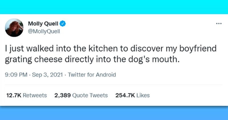 Woman Shared Story Of Catching Her BF Grating Cheese Directly Into The Dog’s Mouth - grandgoldman.com