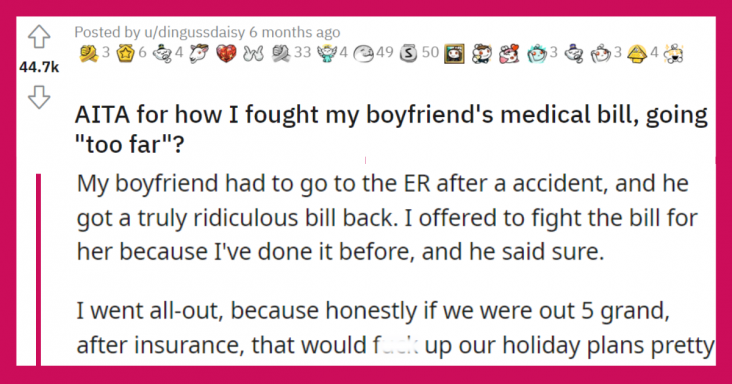 AITA for how I fought my boyfriend’s medical bill, going “too far”? - grandgoldman.com