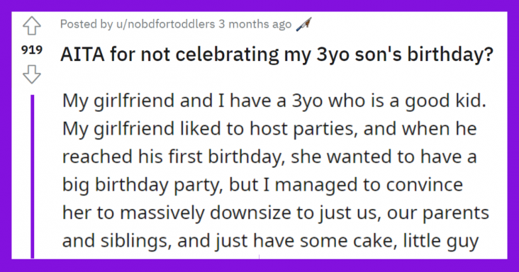 Girlfriend Wants To Throw A Grand Birthday Party For Their 3-Year-Old Son, Man Refuses, Family Drama Ensues
