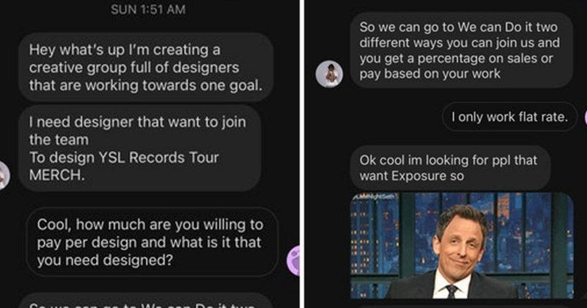 Choosing Beggar Wants Designers Who Would Work For Exposure, Designer Puts Him In Place