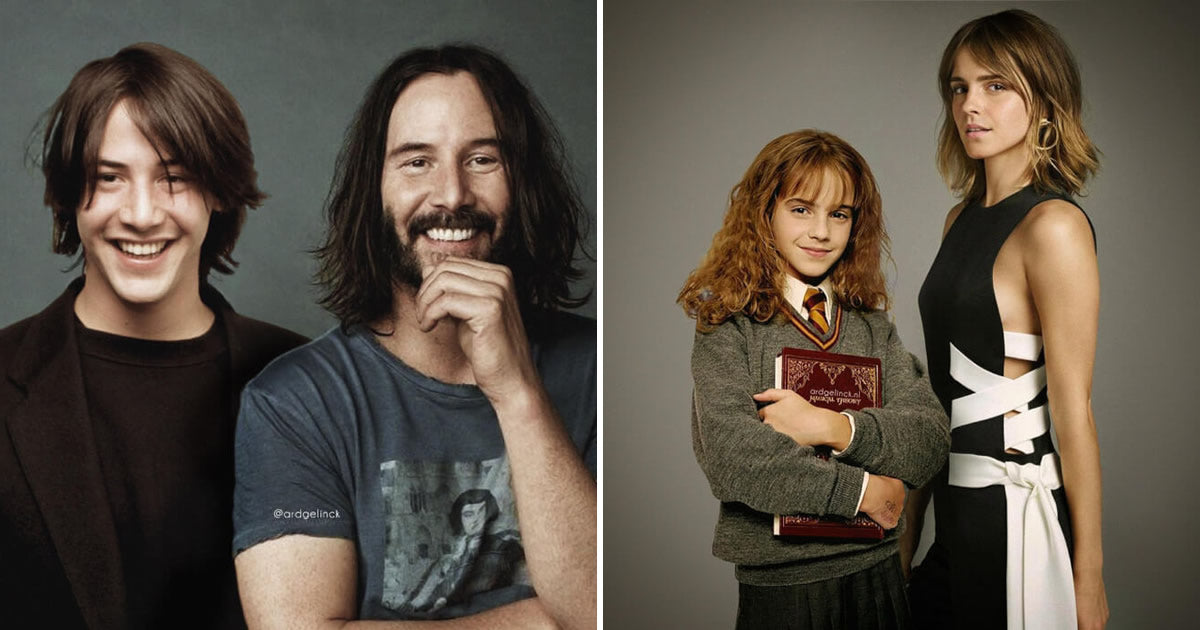 30 Mind-Blowing Pictures Of Hollywood Celebrities With Their Younger Selves That Show How Quickly Time Passes - grandgoldman.com