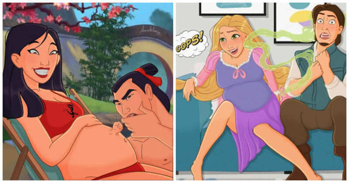 Artist Illustrates Life Of Disney Princesses Going Through Pregnancy