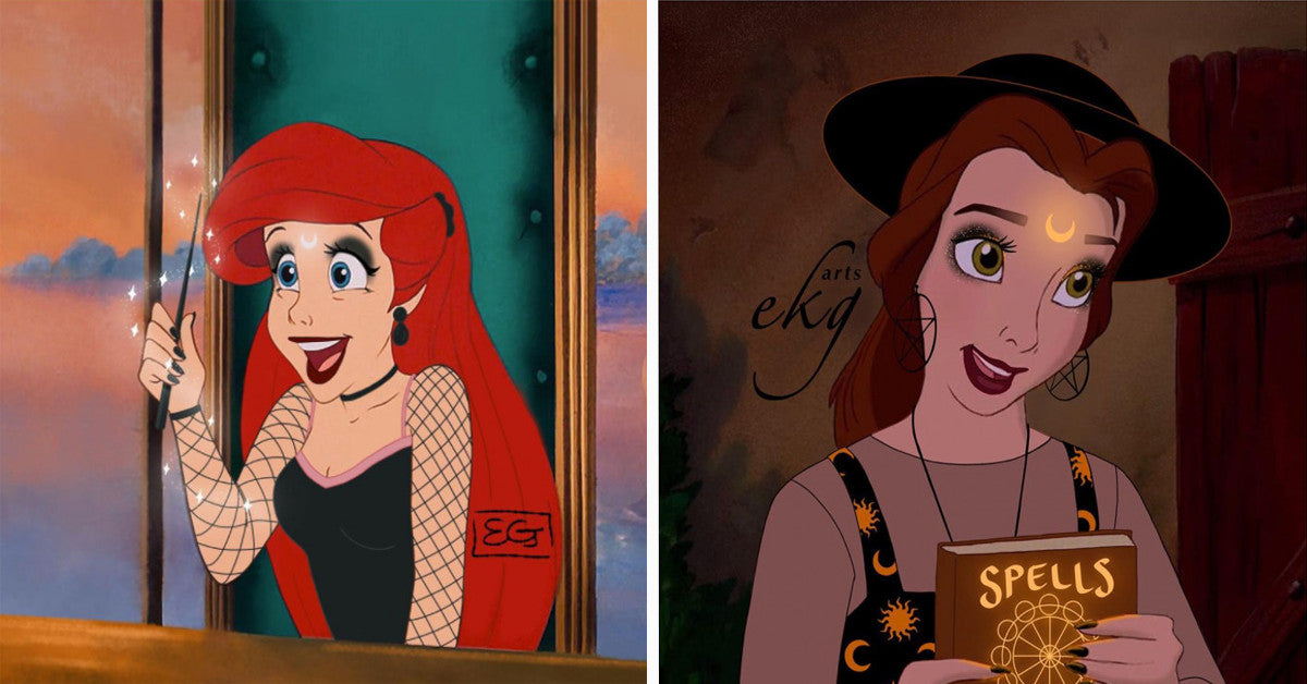 Artist Showcases Creativity By Reimagining Disney Princesses As Witches - grandgoldman.com