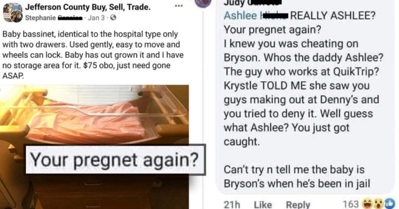 Hilariously Cringe Family Cheating Drama On Facebook Sale Of Baby Bassinet Goes Viral - grandgoldman.com