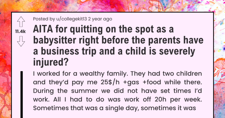 Babysitter Quits Right Before Parent’s Trip Because The Child Is Severely Injured - grandgoldman.com