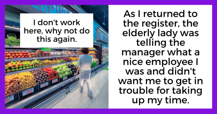Kind Old Lady Mistakes A Customer As An Employee, Customer Happily Helps The Old Lady