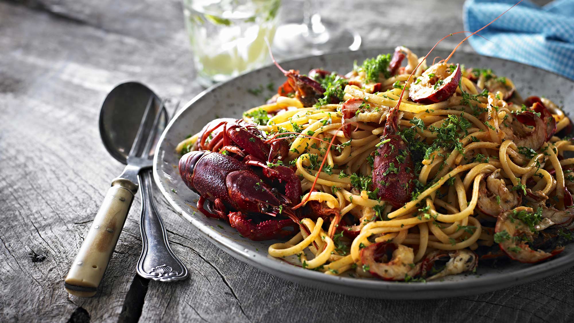 Lobster Linguine: Gas BBQ Weber Cooking Recipe