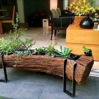 Rustic Planters with Logs - grandgoldman.com