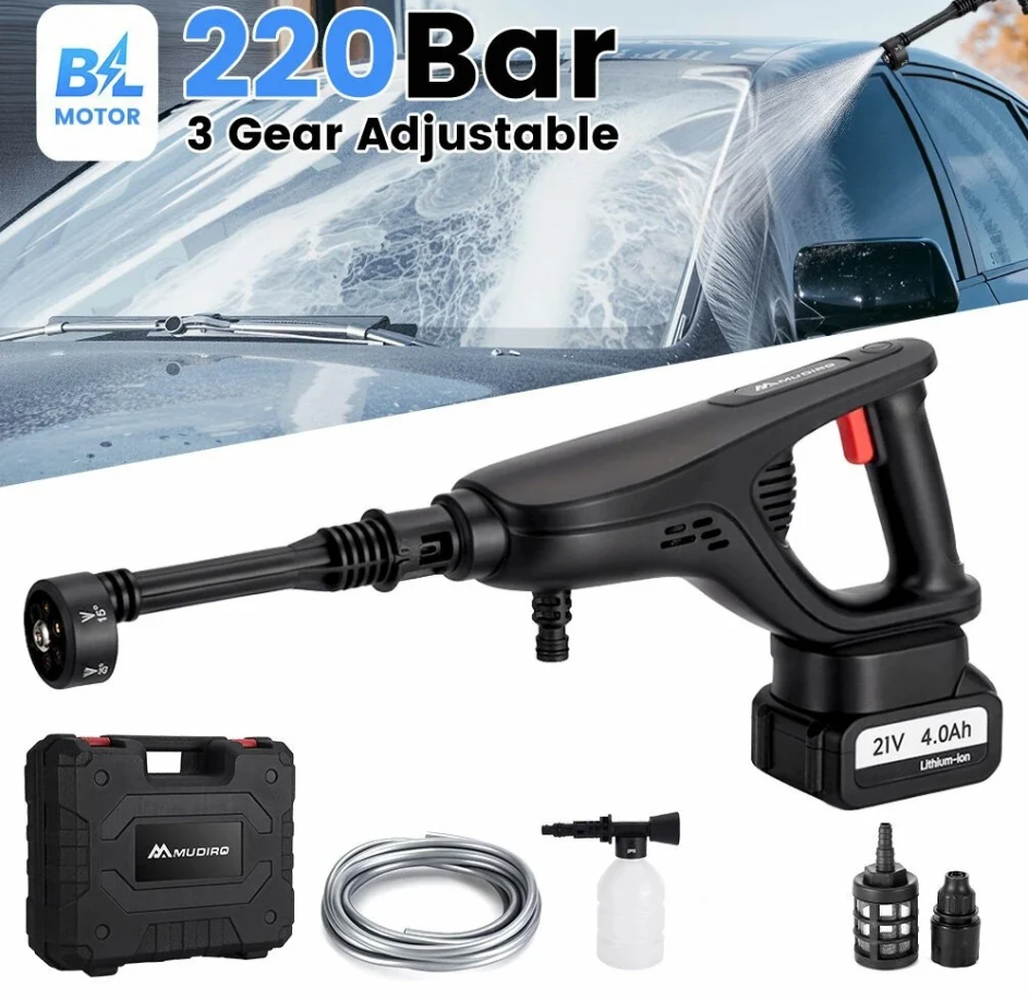With 220bar Pressure and NO WASTE OF WATER Make Glass, your Car and not ONLY. At €60 MUDIRO M-BW1 KIT