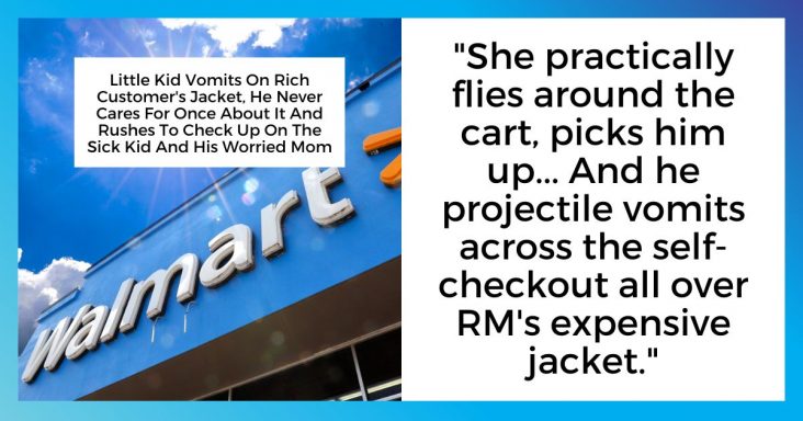 Little Kid Vomits On Rich Customer’s Jacket, He Rushes To Check Up On The Sick Kid And His Worried Mom