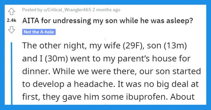 Wife Snaps At Husband For Undressing Their 13 Year Old Son Because He Couldn’t Do It Himself