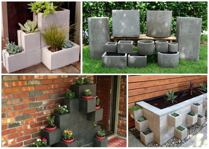 Build flower pots with concrete blocks - grandgoldman.com