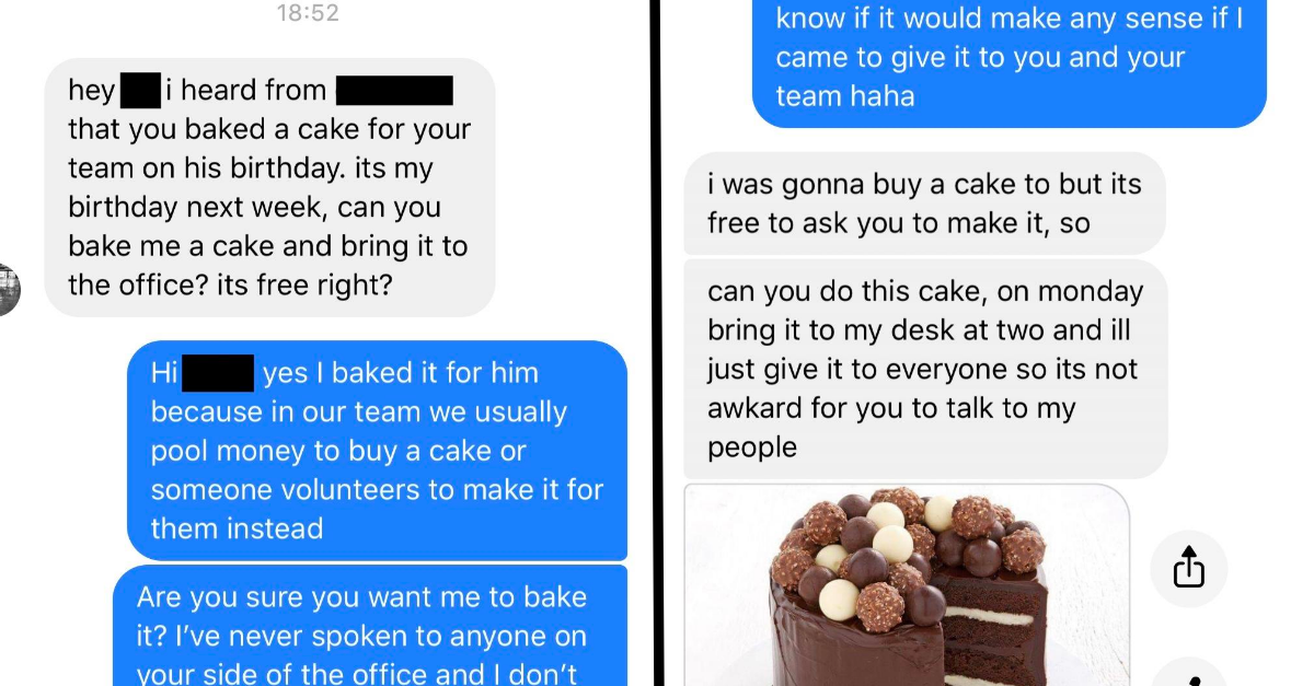 Entitled Coworker Wants Fellow Employee To Bake A Cake For Them Or They Will Go To HR - grandgoldman.com