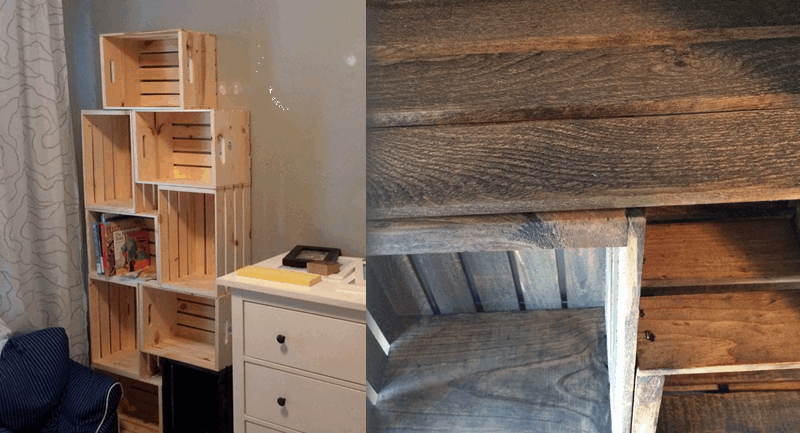 How to make a bookcase using fruit crates - grandgoldman.com