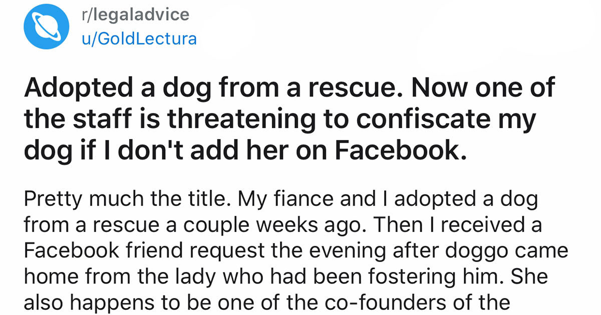 Rescue Worker Threatens To Take Away Dog After New Owner Didn’t Add Her On Facebook